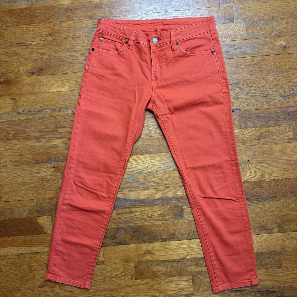 Denim & Supply Ralph Lauren Womens 28 Crop Skinny Denim Jeans Stretch Orange